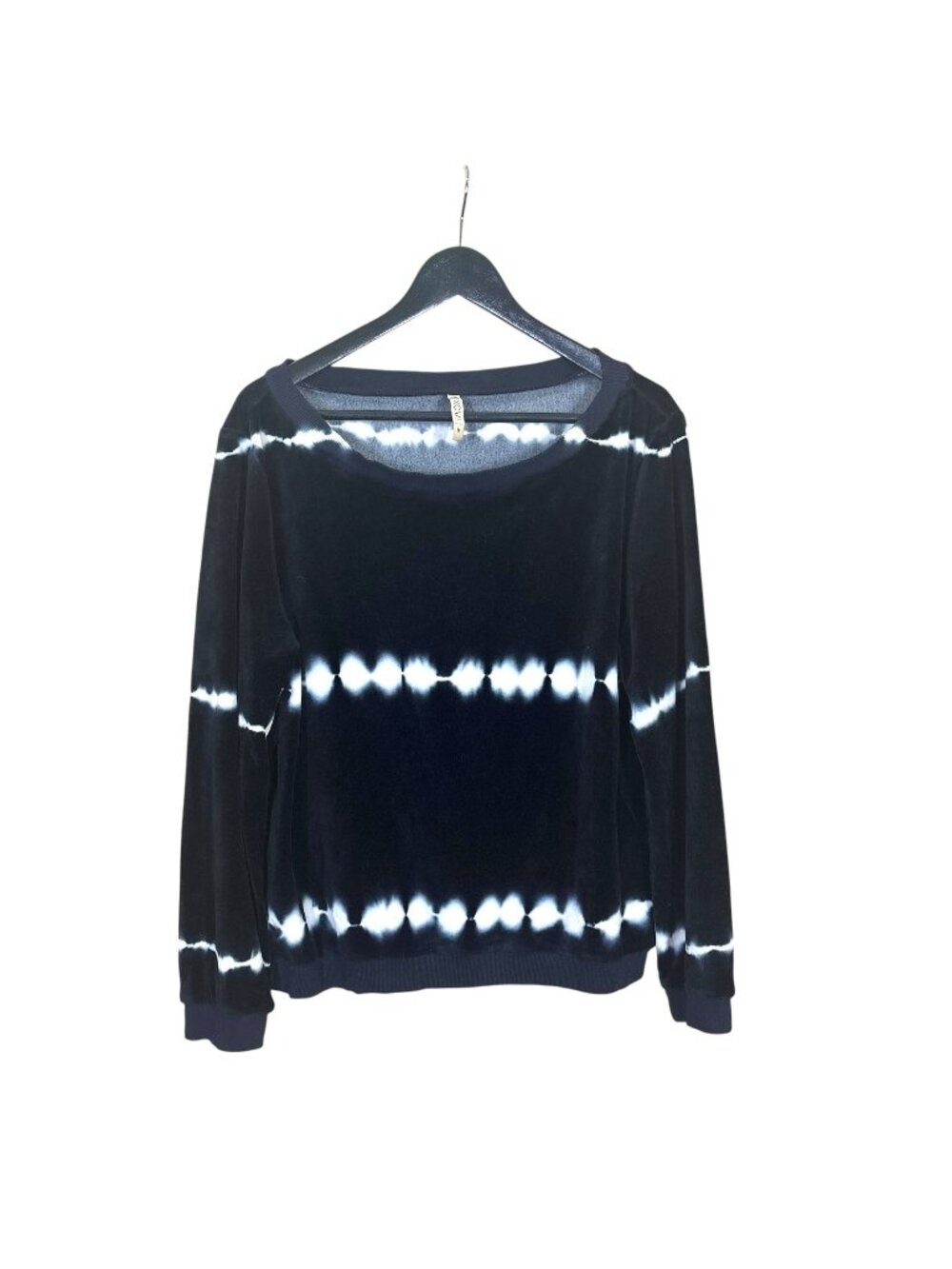 XCVI Black White Tie Dye Velour Pull Over Sweater Medium